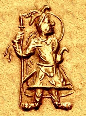 Orlagno-Verethragna on the coinage of Kanishka I, 2nd century CE.jpg