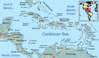 Caribbean general map and map of the Caribbean Sea