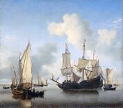 Schepen onder de kust voor anker, ca. 1660, Rijksmuseum, Amsterdam