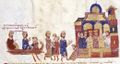 Arrival of Constantine Monomachos to Constantinople (Fol. 222r top)