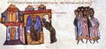 Santabarenos the monk betrays Leo to Emperor Basil I (Fol. 104v, bottom)
