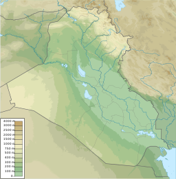 A topographical map showing the location of Genaw Pond in northern Iraq.