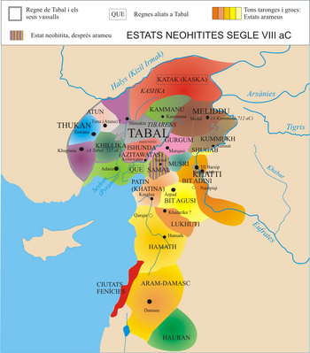 Ḫubišna (in purple) among the Syro-Hittite states.