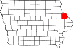 State map highlighting Dubuque County