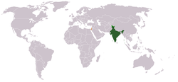 Map indicating locations of الهند and إسرائيل