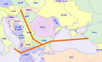 خريطة توضح مسار التيار الجنوبي.