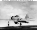 A Japanese Mitsubishi A6M2 "Zero" fighter airplane of the second wave takes off from the aircraft carrier Akagi on the morning of December 7, 1941.