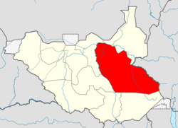 الموقع في جنوب السودان.