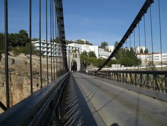 The road and the pedestrian walkway