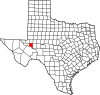 State map highlighting Crane County