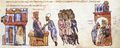 Emperor Basil I sends a messenger to the two magistroi (Fol. 104r)