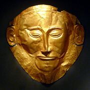 The Mask of Agamemnon, a gold funeral mask, dated 1550–1500 BC
