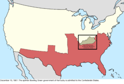 Map of the change to the international disputes involving the United States in central North America on December 10, 1861
