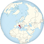 Map showing Italy in an orthographic projection