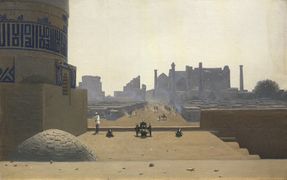 الشارع الرئيسي في سمرقند من أعلى القلعة في الصباح الباكر، 1869-1870