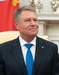 President Trump Meets with the President of Romania (48587349852) (cropped).jpg