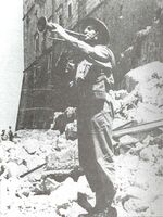 A Polish bugler plays the Hejnał mariacki, announcing the victory