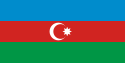 Three equally sized horizontal bands of blue, red, and green, with a white crescent and an eight-pointed star centered in the red band