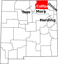 Map of New Mexico highlighting كولفاكس