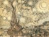 Cypresses in Starry Night by Vincent van Gogh (1889)