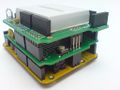 Multiple shields can be stacked. In this example the top shield contains a solderless breadboard