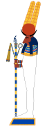Serapis was sometimes depicted as a mummified man with the head of a bull