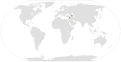 Map indicating locations of Azerbaijan and Syria