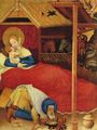 In this panel by Conrad von Soest 1403, St Joseph makes himself useful.