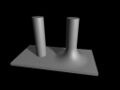 A workpiece with a filleted pole (right) and non-filleted pole (left)