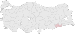 موقع ماردين في تركيا.