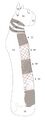 The body is wrapped in five different types of fabric. The front of the body is covered with a pattern of linen cords woven with linen threads, creating a net.[18]